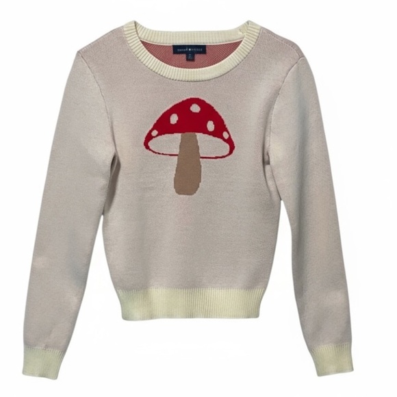 SOCIAL SCENE - SIZE MEDIUM - FUN SWEATER WITH A 7” COLORFUL MUSHROOM B13 - Picture 3 of 10